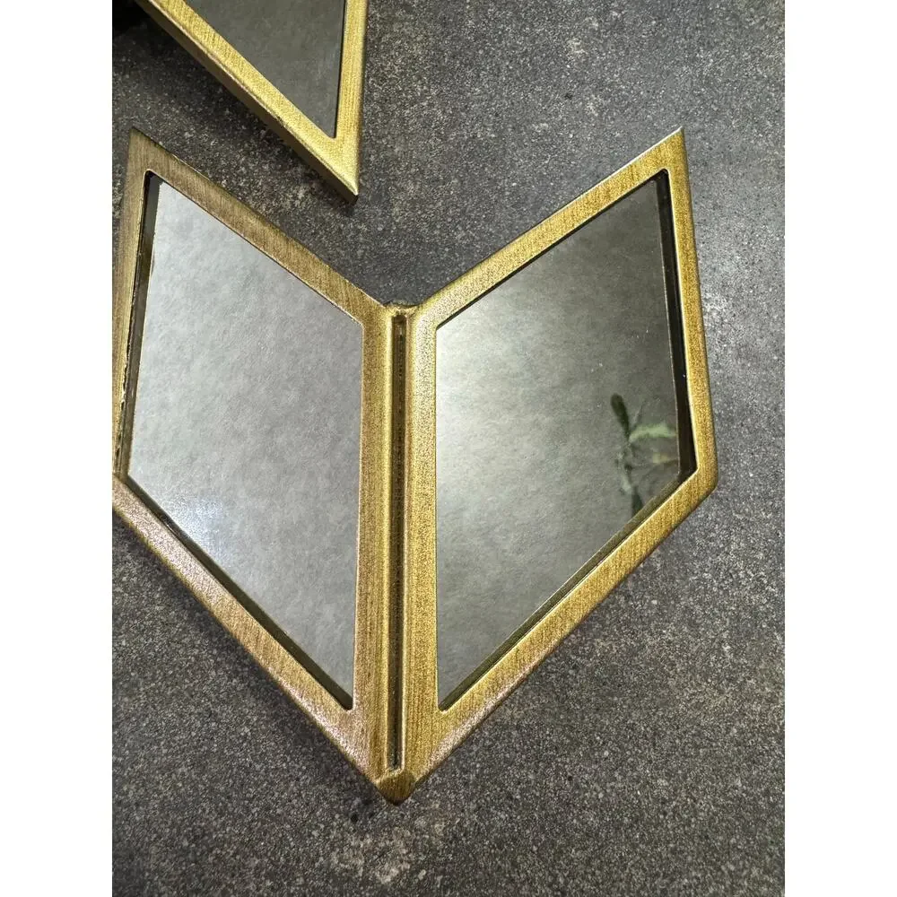 Urban Outfitters Set of 3 Wall Mirrors Brass Style Chevron Pattern Home Decor